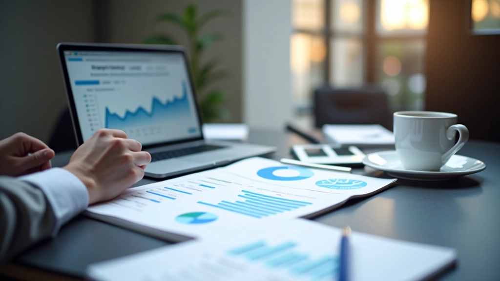 Planification hebdomadaire sur bureau avec analyses financières, graphiques et documents préparés avant les résultats