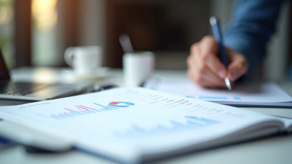 Cahier avec notes d'analyse des marges et calculatrice financière