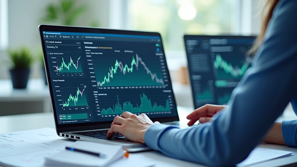 Tableau de bord d'analyse des résultats financiers avec graphiques de tendances et données de marché