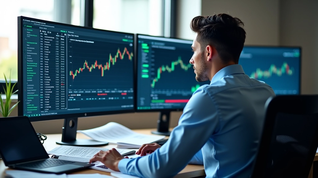 Espace de travail d'analyse financière avec tableaux de bord boursiers et données de marché en temps réel