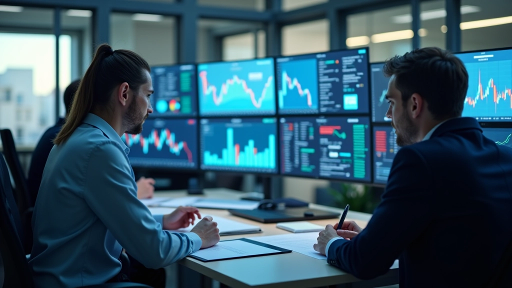Équipe d'analystes financiers travaillant ensemble sur des données de marché et résultats d'entreprises